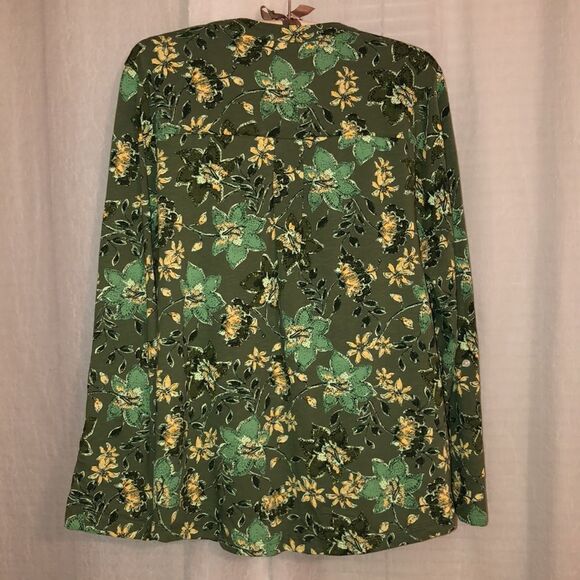 Style & Co XL Cotton Green Gold Pullover Henley with Roll Up Sleeves - Picture 2 of 12